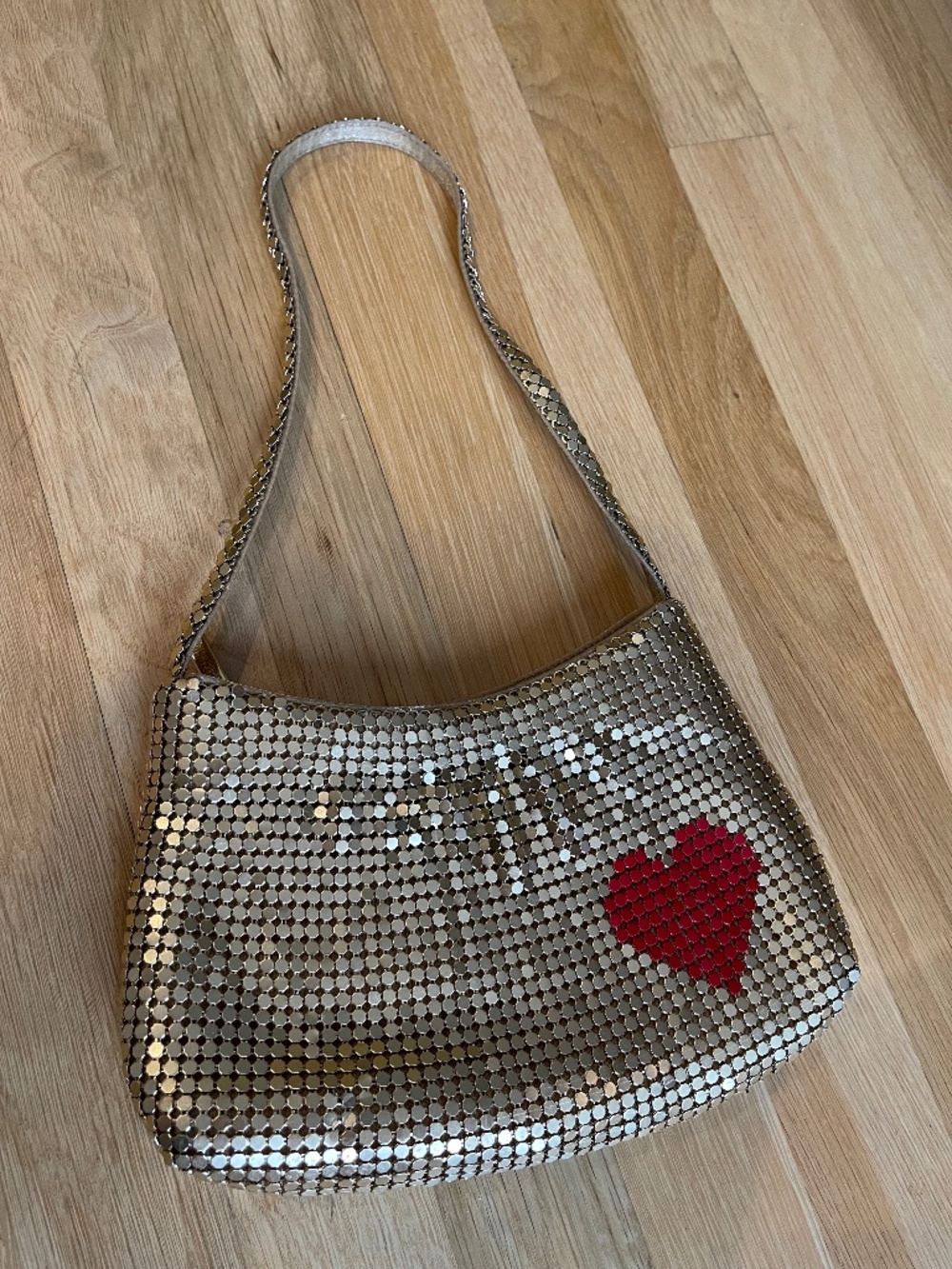 Gold Handbag with Red Heart